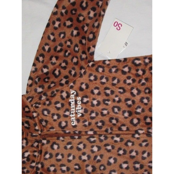 NEW One-Piece Pajamas XS 6/6X Blanket Sleeper Union Suit Hooded Cheetah Fleece - Picture 5 of 9